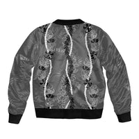 Hawaii Maile Lei Bomber Jacket With Gray Monstera Pattern
