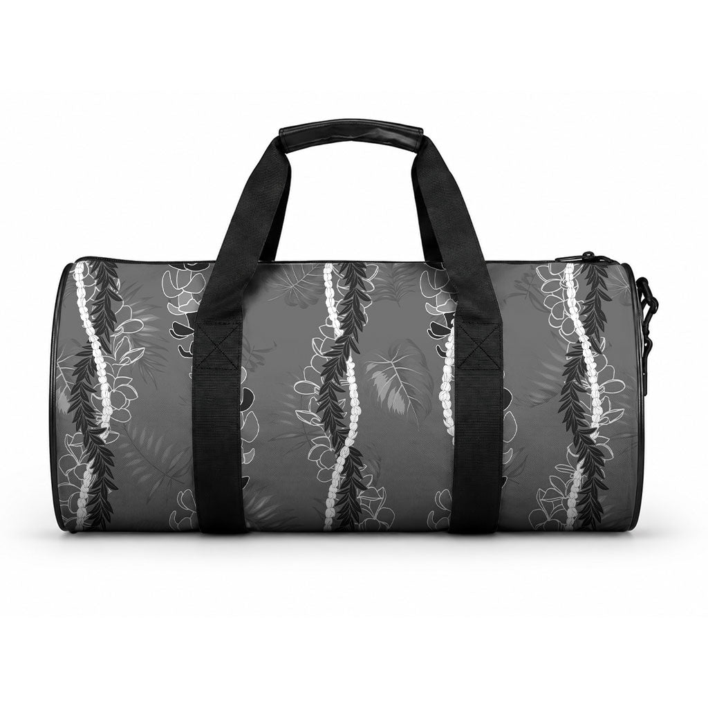 Hawaii Maile Lei Duffle Bag With Gray Monstera Pattern