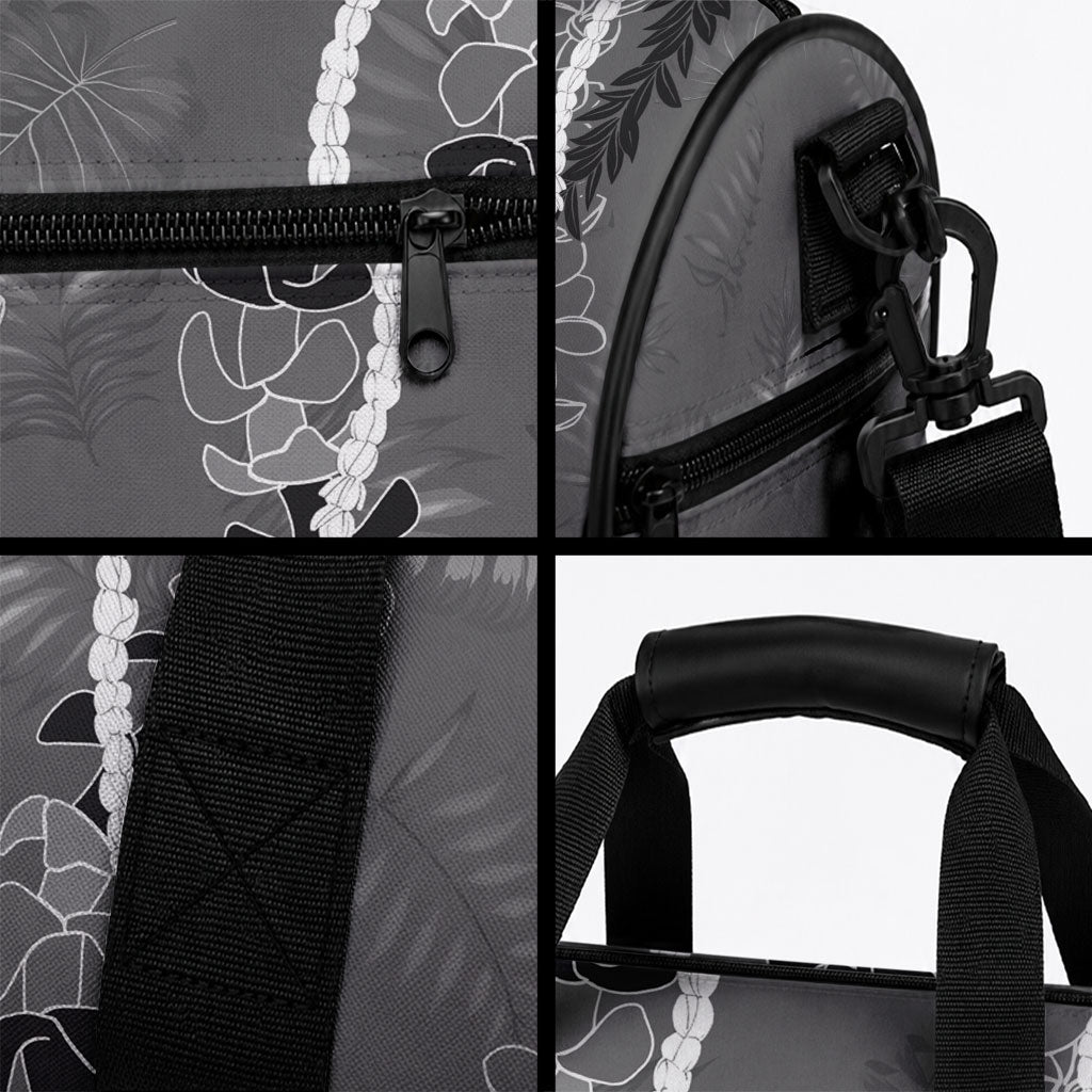 Hawaii Maile Lei Duffle Bag With Gray Monstera Pattern