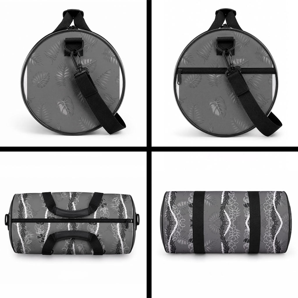 Hawaii Maile Lei Duffle Bag With Gray Monstera Pattern