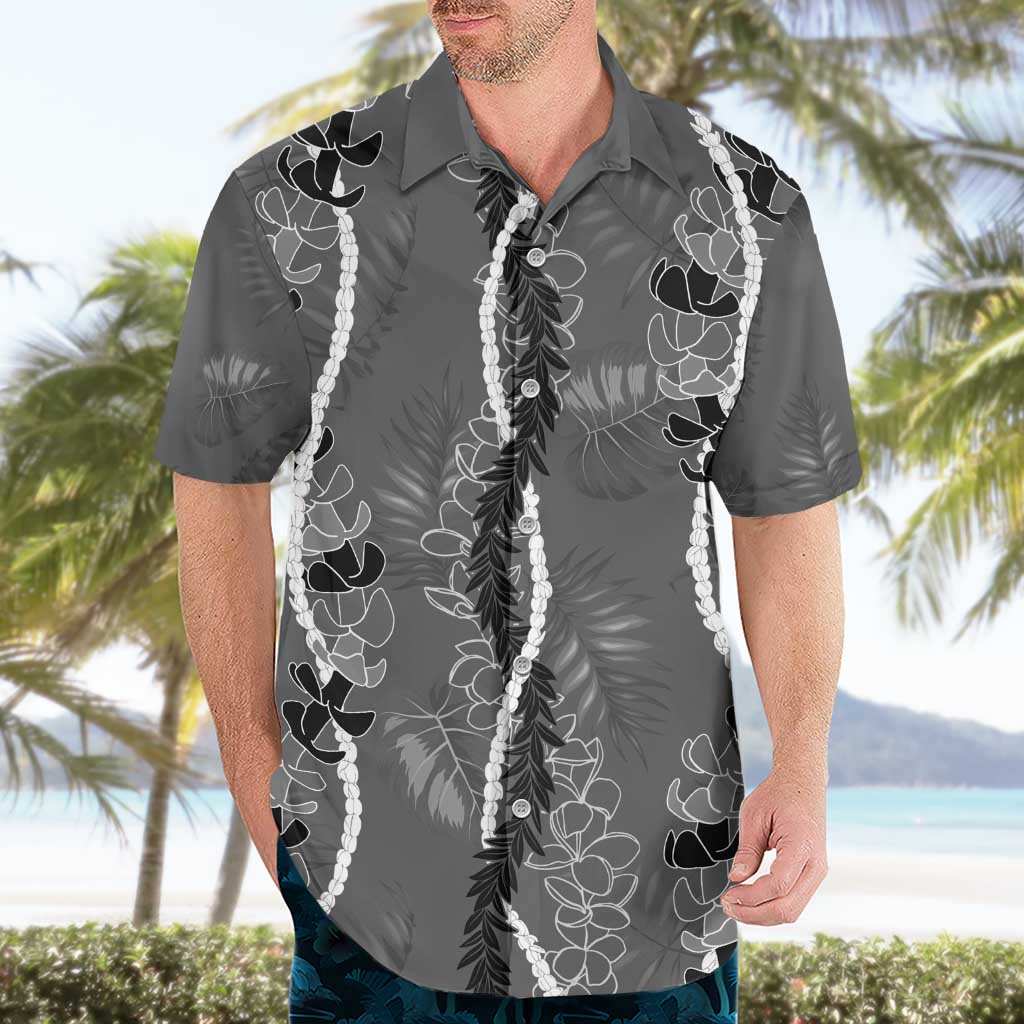 Hawaii Maile Lei Hawaiian Shirt With Gray Monstera Pattern