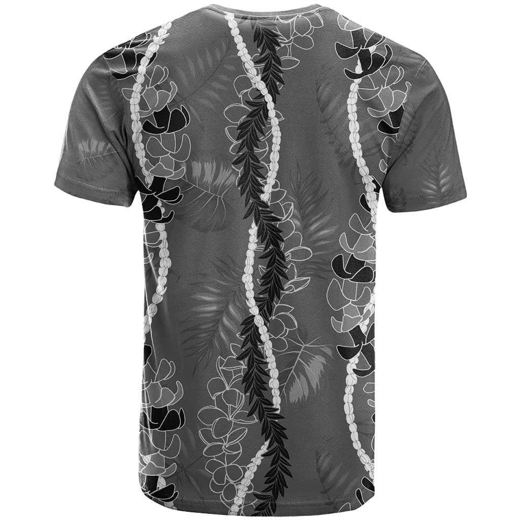 Hawaii Maile Lei T Shirt With Gray Monstera Pattern