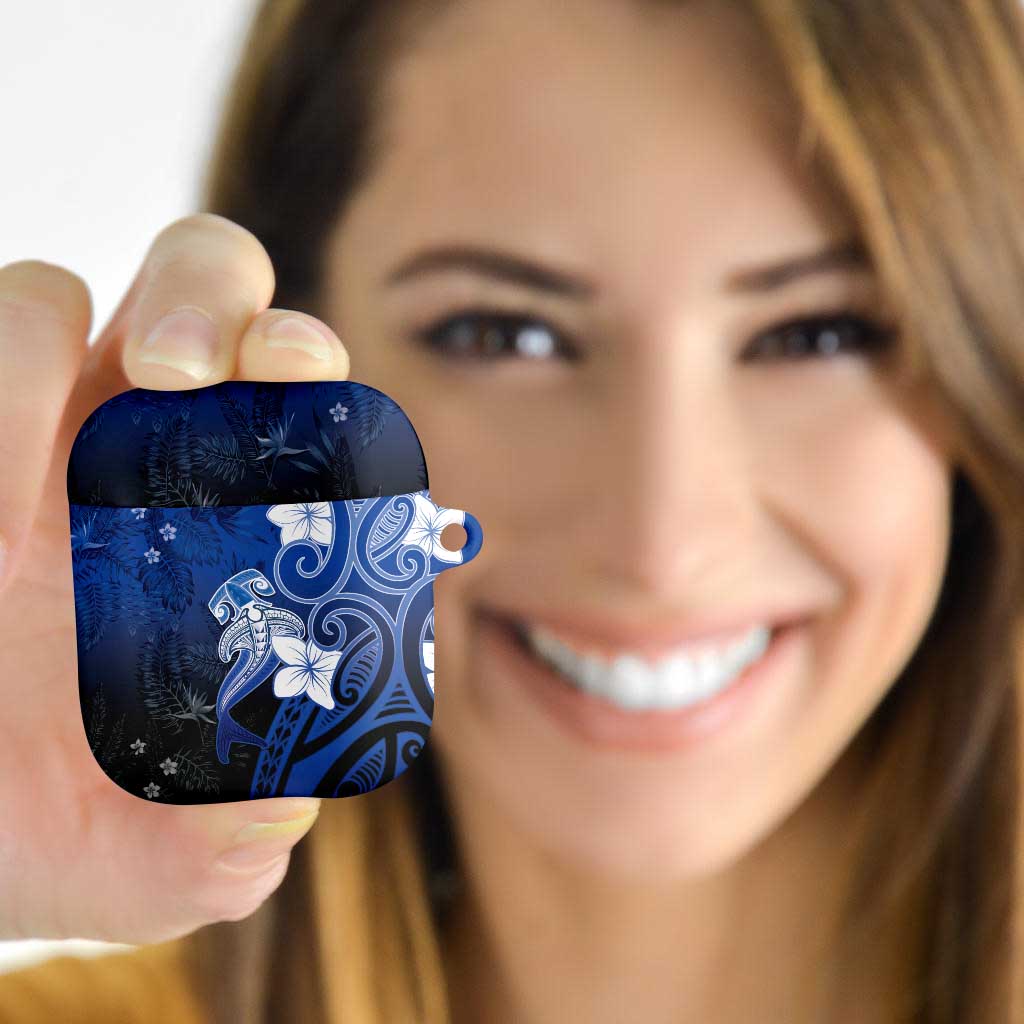 Polynesia Hammerhead Shark AirPods Case Blue Tribal Pattern With Plumeria LT05 - Polynesian Pride