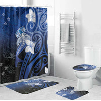 Polynesia Hammerhead Shark Bathroom Set Blue Tribal Pattern With Plumeria LT05 Bathroom Set (4 pcs) Blue - Polynesian Pride