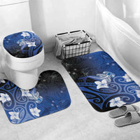 Polynesia Hammerhead Shark Bathroom Set Blue Tribal Pattern With Plumeria LT05 Mat Set Only (3 pcs) One Size Blue - Polynesian Pride