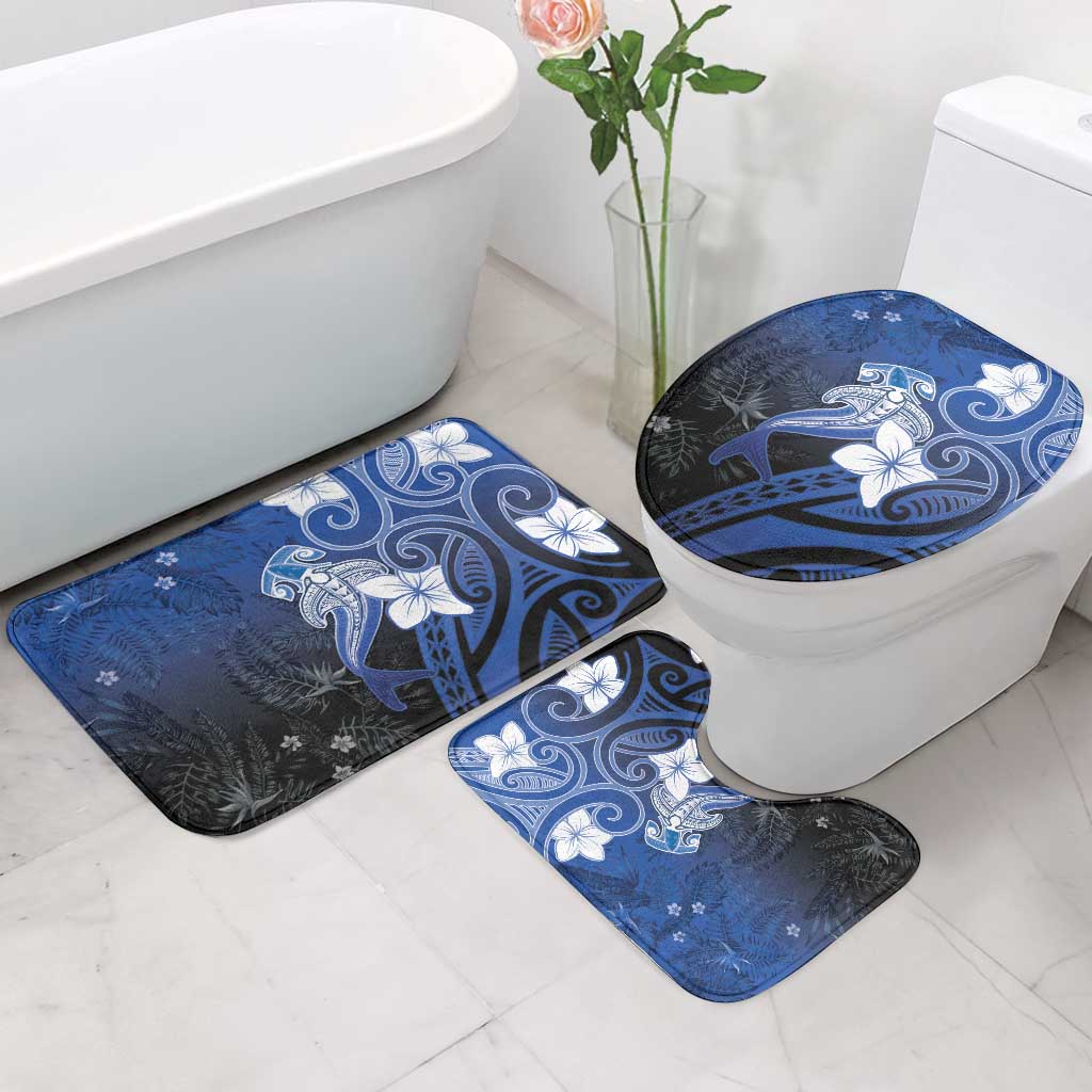 Polynesia Hammerhead Shark Bathroom Set Blue Tribal Pattern With Plumeria LT05 - Polynesian Pride