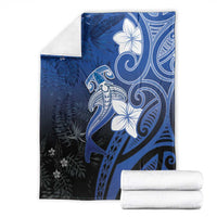 Polynesia Hammerhead Shark Blanket Blue Tribal Pattern With Plumeria LT05 - Polynesian Pride