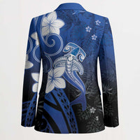 Polynesia Hammerhead Shark Blazer Blue Tribal Pattern With Plumeria LT05 - Polynesian Pride
