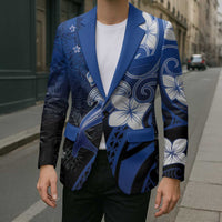 Polynesia Hammerhead Shark Blazer Blue Tribal Pattern With Plumeria LT05 - Polynesian Pride