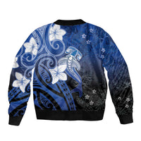 Polynesia Hammerhead Shark Bomber Jacket Blue Tribal Pattern With Plumeria LT05 - Polynesian Pride
