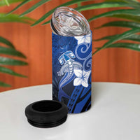Polynesia Hammerhead Shark 4 in 1 Can Cooler Tumbler Blue Tribal Pattern With Plumeria LT05 - Polynesian Pride