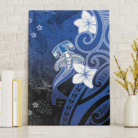 Polynesia Hammerhead Shark Canvas Wall Art Blue Tribal Pattern With Plumeria - Polynesian Pride