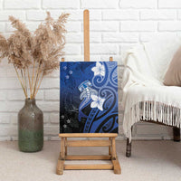 Polynesia Hammerhead Shark Canvas Wall Art Blue Tribal Pattern With Plumeria - Polynesian Pride
