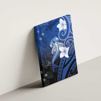 Polynesia Hammerhead Shark Canvas Wall Art Blue Tribal Pattern With Plumeria - Polynesian Pride