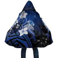 Polynesia Hammerhead Shark Cloak Blue Tribal Pattern With Plumeria - Polynesian Pride