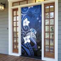 Polynesia Hammerhead Shark Door Cover Blue Tribal Pattern With Plumeria LT05 - Polynesian Pride