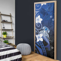 Polynesia Hammerhead Shark Door Cover Blue Tribal Pattern With Plumeria LT05 - Polynesian Pride
