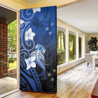 Polynesia Hammerhead Shark Door Cover Blue Tribal Pattern With Plumeria LT05 - Polynesian Pride