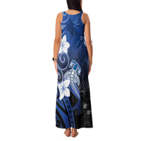 Polynesia Hammerhead Shark Family Matching Tank Maxi Dress and Hawaiian Shirt Blue Tribal Pattern With Plumeria LT05 - Polynesian Pride