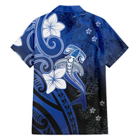 Polynesia Hammerhead Shark Hawaiian Shirt Blue Tribal Pattern With Plumeria LT05 - Polynesian Pride