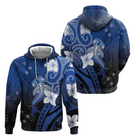 Polynesia Hammerhead Shark Hoodie Blue Tribal Pattern With Plumeria LT05 - Polynesian Pride