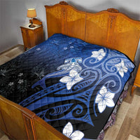 Polynesia Hammerhead Shark Quilt Blue Tribal Pattern With Plumeria LT05 - Polynesian Pride
