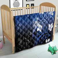 Polynesia Hammerhead Shark Quilt Blue Tribal Pattern With Plumeria LT05 - Polynesian Pride