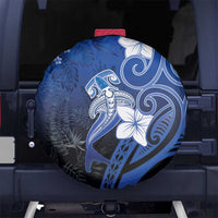 Polynesia Hammerhead Shark Spare Tire Cover Blue Tribal Pattern With Plumeria LT05 No hole Blue - Polynesian Pride
