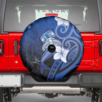 Polynesia Hammerhead Shark Spare Tire Cover Blue Tribal Pattern With Plumeria LT05 - Polynesian Pride