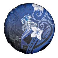 Polynesia Hammerhead Shark Spare Tire Cover Blue Tribal Pattern With Plumeria LT05 - Polynesian Pride