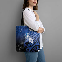 Polynesia Hammerhead Shark Tote Bag Blue Tribal Pattern With Plumeria LT05 - Polynesian Pride