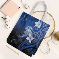 Polynesia Hammerhead Shark Tote Bag Blue Tribal Pattern With Plumeria LT05 White Strap One Size Blue - Polynesian Pride