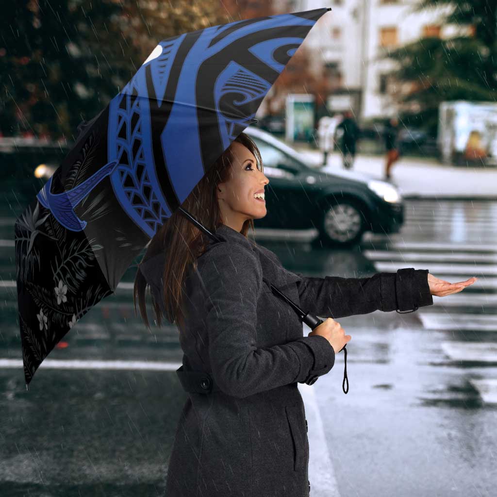 Polynesia Hammerhead Shark Umbrella Blue Tribal Pattern With Plumeria LT05 - Polynesian Pride