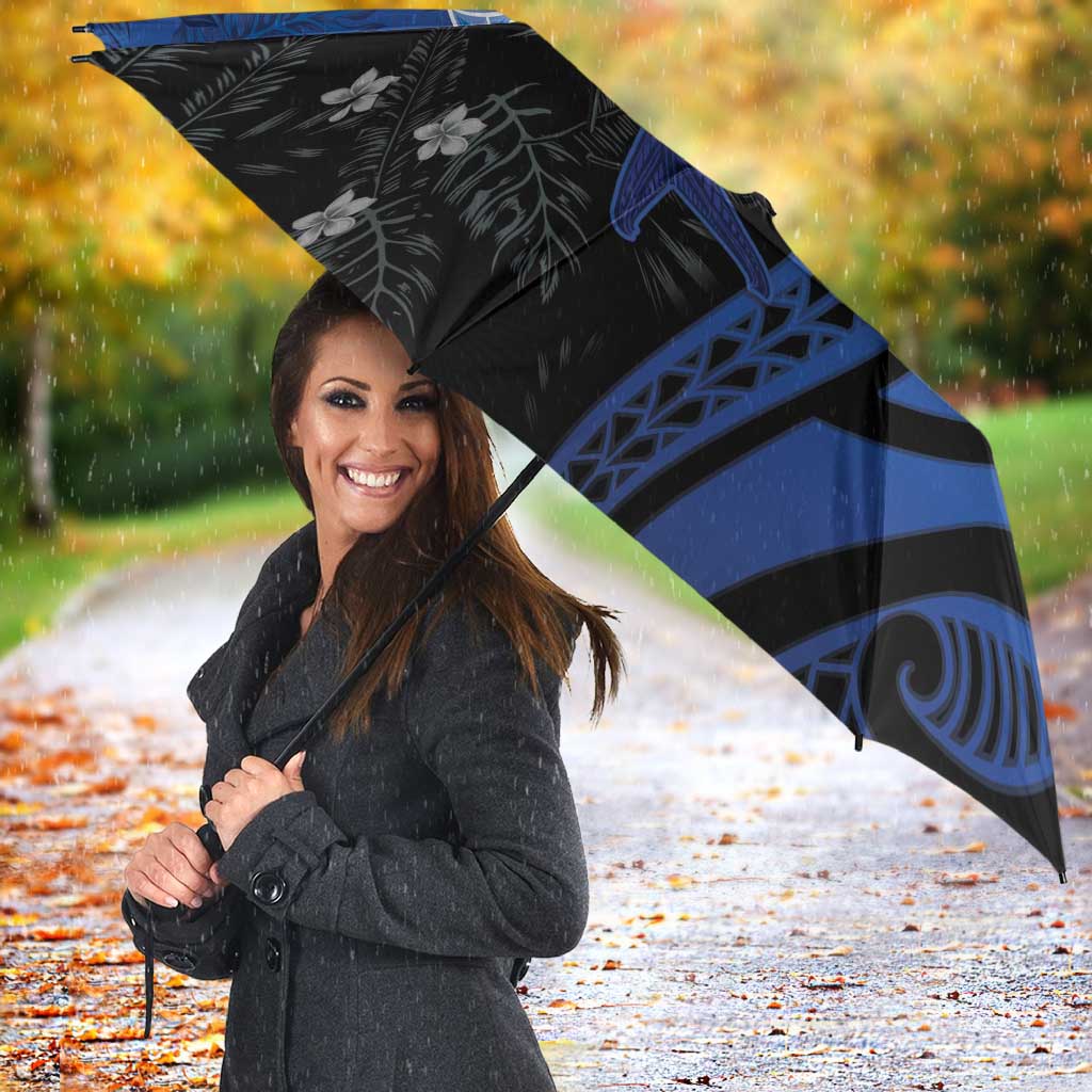 Polynesia Hammerhead Shark Umbrella Blue Tribal Pattern With Plumeria LT05 - Polynesian Pride