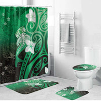 Polynesia Hammerhead Shark Bathroom Set Green Tribal Pattern With Plumeria LT05 Bathroom Set (4 pcs) Green - Polynesian Pride