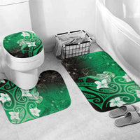 Polynesia Hammerhead Shark Bathroom Set Green Tribal Pattern With Plumeria LT05 Mat Set Only (3 pcs) One Size Green - Polynesian Pride