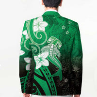 Polynesia Hammerhead Shark Blazer Green Tribal Pattern With Plumeria LT05 - Polynesian Pride