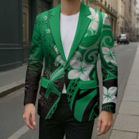 Polynesia Hammerhead Shark Blazer Green Tribal Pattern With Plumeria LT05 - Polynesian Pride