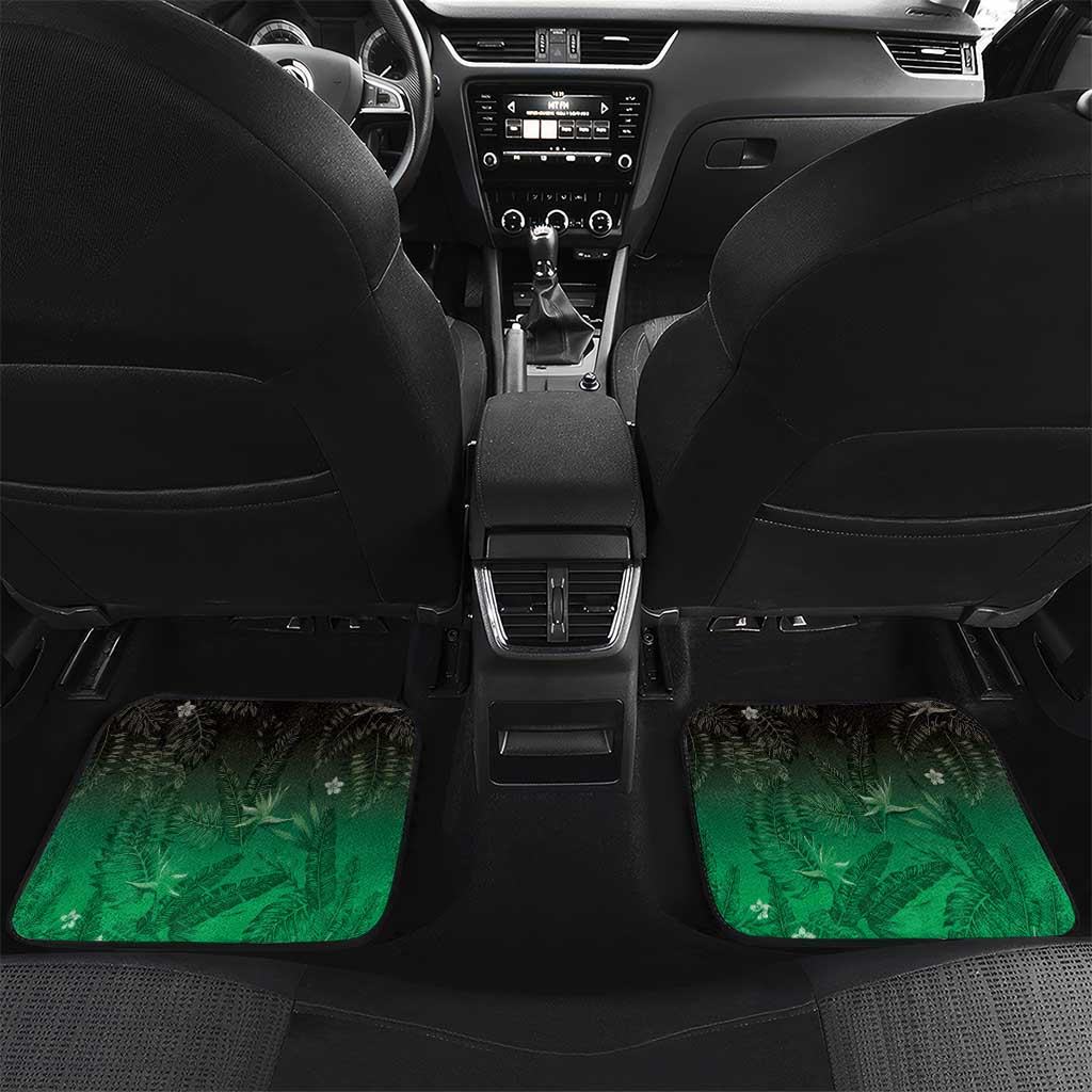Polynesia Hammerhead Shark Car Mats Green Tribal Pattern With Plumeria LT05 Set 2pcs - Back Green - Polynesian Pride