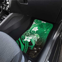 Polynesia Hammerhead Shark Car Mats Green Tribal Pattern With Plumeria LT05 - Polynesian Pride