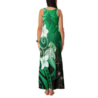 Polynesia Hammerhead Shark Family Matching Tank Maxi Dress and Hawaiian Shirt Green Tribal Pattern With Plumeria LT05 - Polynesian Pride
