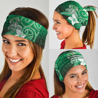 Polynesia Hammerhead Shark Neck Gaiter Green Tribal Pattern With Plumeria - Polynesian Pride