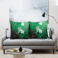 Polynesia Hammerhead Shark Pillow Cover Green Tribal Pattern With Plumeria LT05 - Polynesian Pride