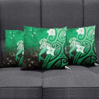 Polynesia Hammerhead Shark Pillow Cover Green Tribal Pattern With Plumeria LT05 - Polynesian Pride