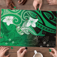 Polynesia Hammerhead Shark Puzzle Green Tribal Pattern With Plumeria - Polynesian Pride