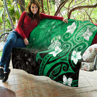 Polynesia Hammerhead Shark Quilt Green Tribal Pattern With Plumeria LT05 - Polynesian Pride