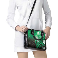 Polynesia Hammerhead Shark Shoulder Handbag Green Tribal Pattern With Plumeria LT05 - Polynesian Pride