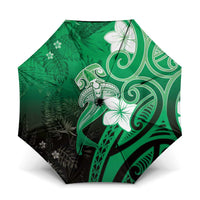 Polynesia Hammerhead Shark Umbrella Green Tribal Pattern With Plumeria LT05 One Size Folded 11.42 inch Opened Diameter 37.4 inch Green - Polynesian Pride
