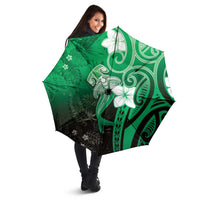 Polynesia Hammerhead Shark Umbrella Green Tribal Pattern With Plumeria LT05 - Polynesian Pride