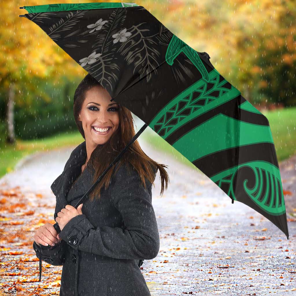 Polynesia Hammerhead Shark Umbrella Green Tribal Pattern With Plumeria LT05 - Polynesian Pride